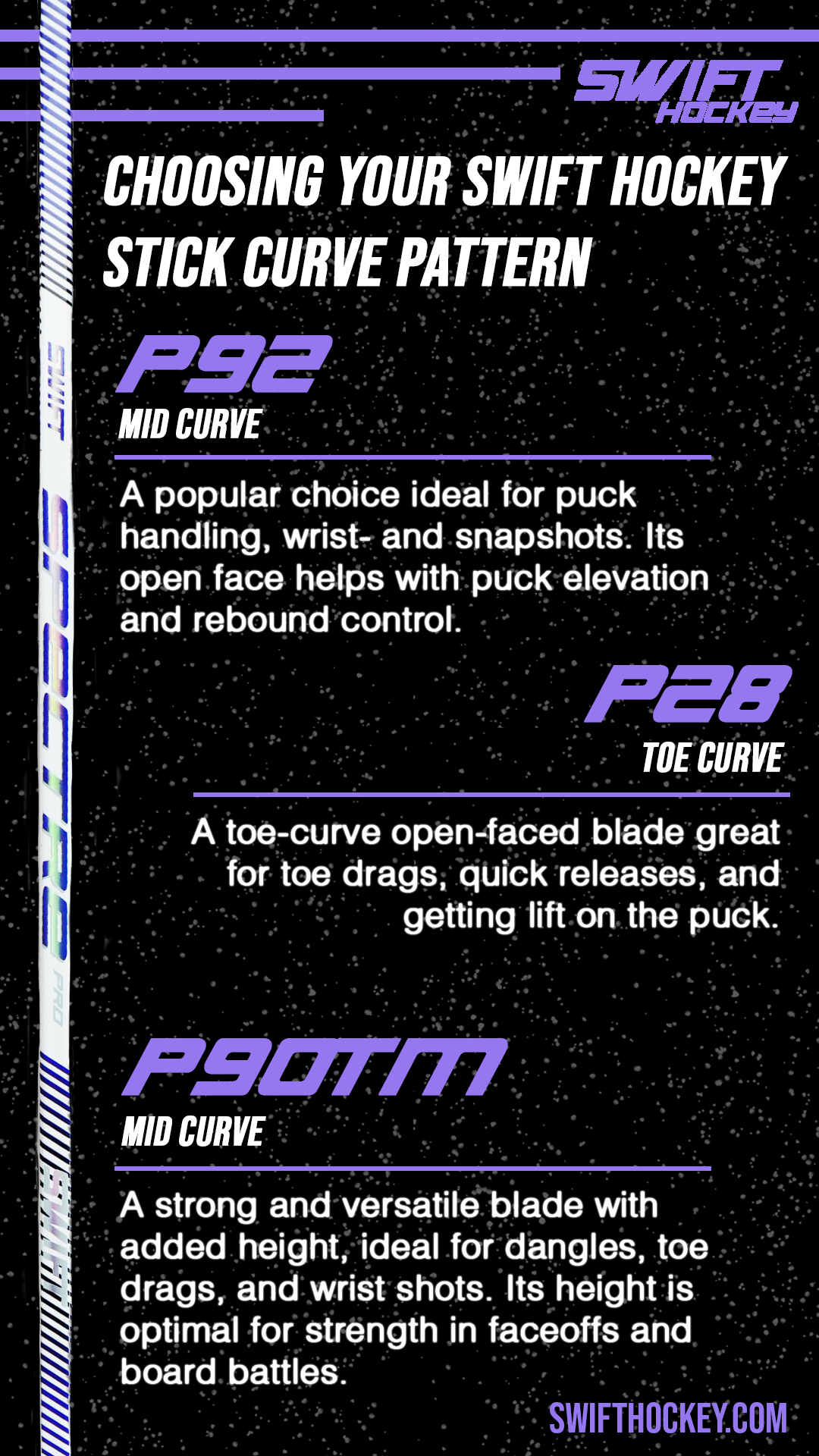 Swift Spectre - Youth Hockey Stick, 46" (WHITE) Limited Edition
